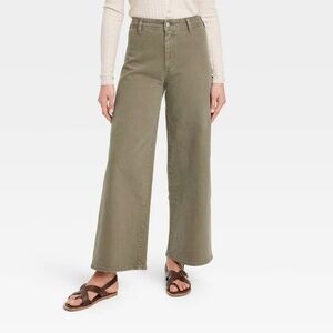 Olive Green High-Rise Sailor Wide Leg Ankle Jeans - Universal Thread. Size 8.